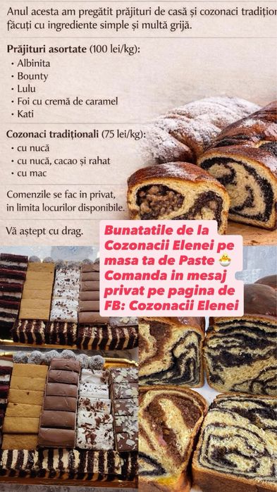 Cozonaci si prajituri de casa asortate