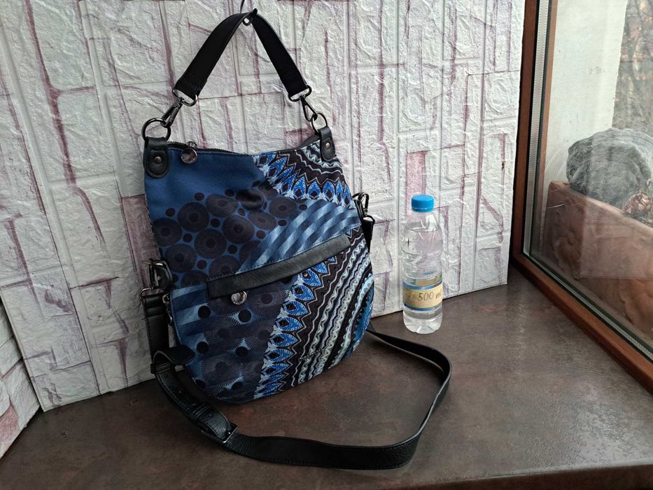дамска чанта Desigual ,текстилна синя торба,