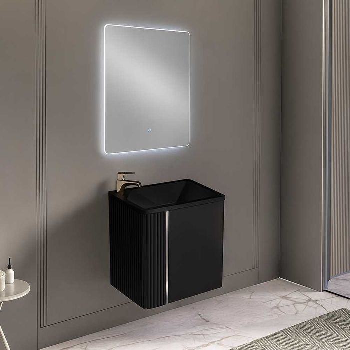 PVC шкаф за баня с мивка LINEA 60 см. BLACK