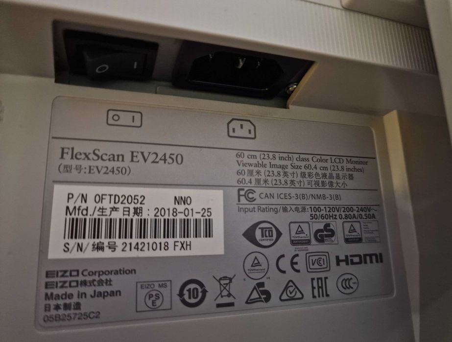 Топ цена! Монитор Eizo EV2450 23.8" Full HD, като нов!