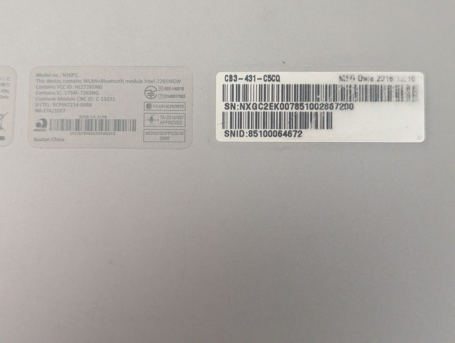 Vand acer chromebook cb3 431