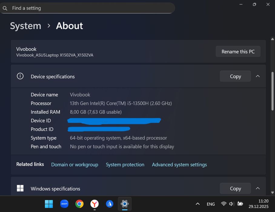 Asus Vivobook X1502V i5-13500H 8/256гб