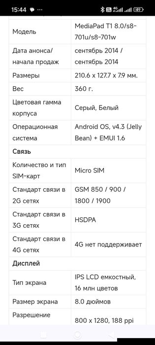 Huawei планшет  a Pad 8 GB