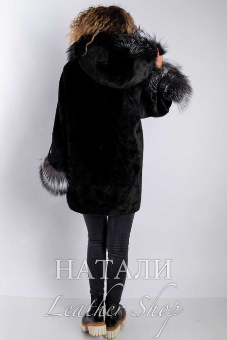 Дамски кожух от алпака с косъм Жаклин Black