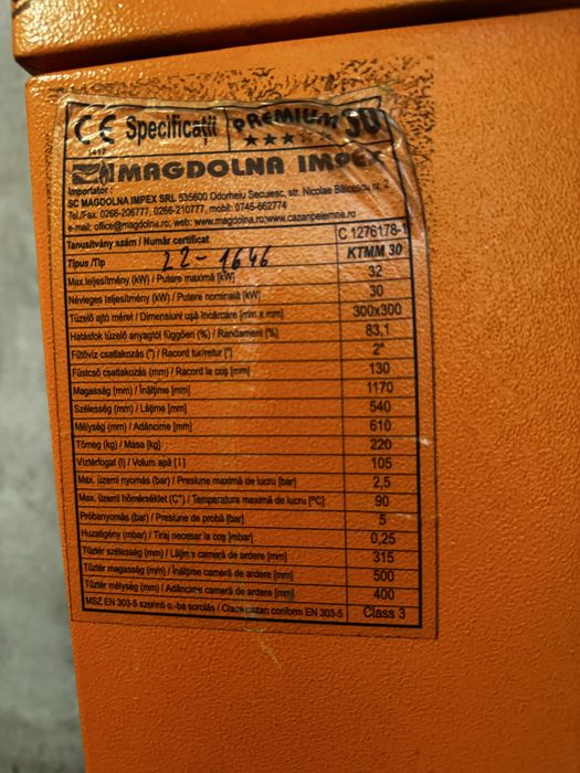Centrală pe lemne Magdolna KTMM 30 – 30 kW – stare foarte bună