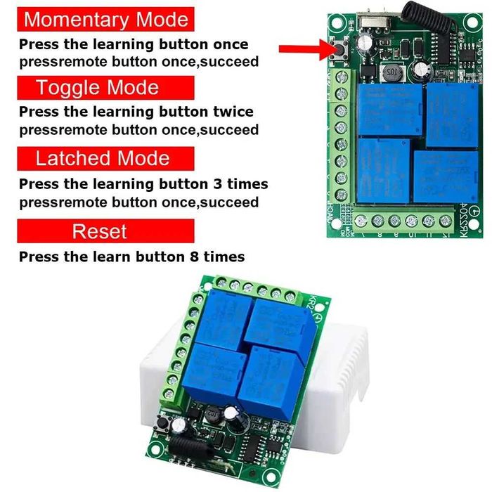 Releu telecomanda 4 relee 2 telecomenzi automatizari porti 220V