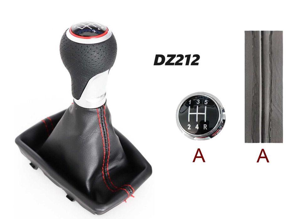 Скоростен лост с маншон Audi 5 ск VW Sharan черна кожа с черен шев