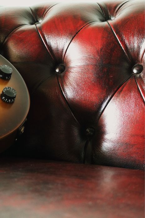 Canapea si fotoliu Chesterfield, piele naturala bison