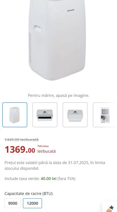 Aer conditionat portabil 12000BTU Paxton