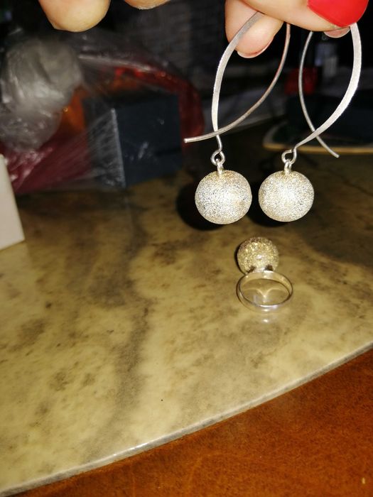 Vand set argint cercei si inel