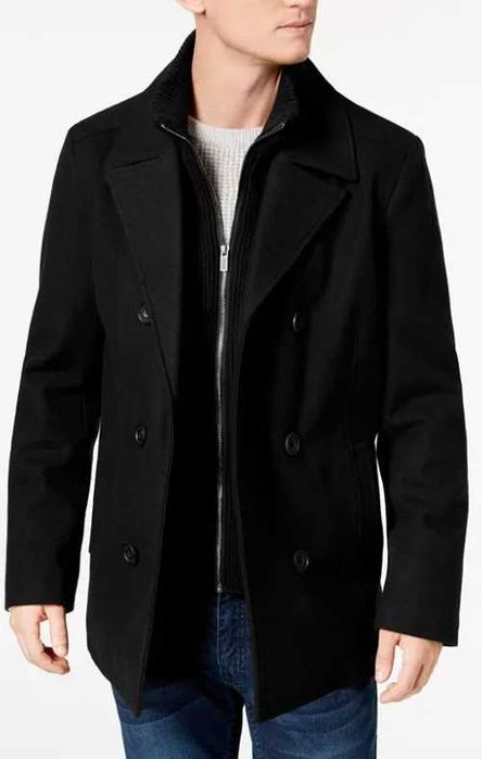Palton casual jacheta L XL Kenneth Cole lana piept detasabil negru
