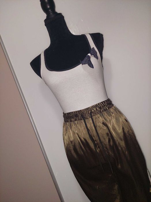 Pantaloni de vară lungi kaki satinati
