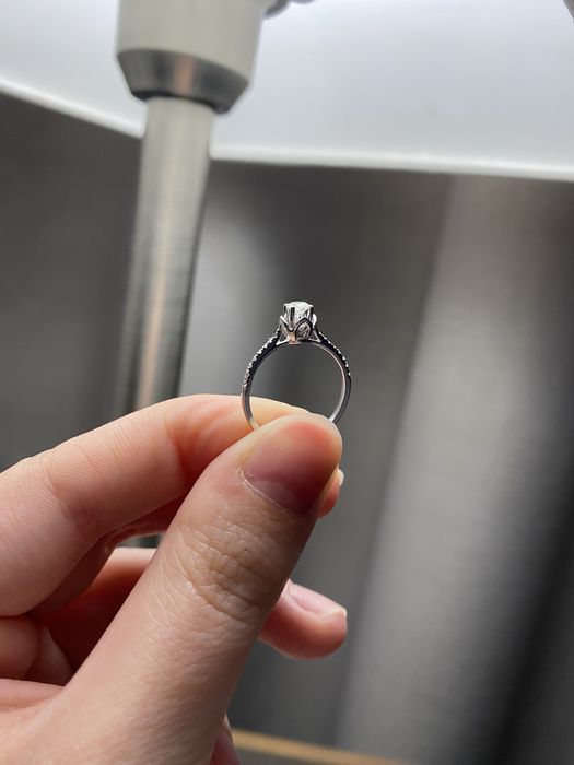 Inel de logodna TEILOR - aur alb 18K cu diamante