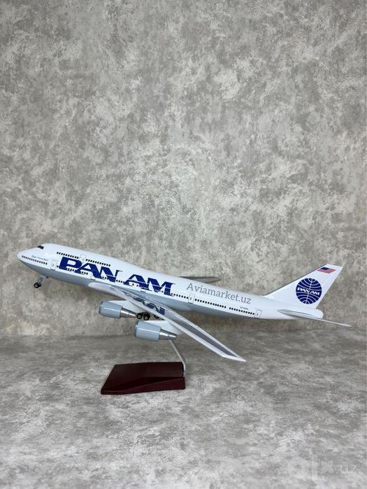 Самолет модель (BOEING-747-PAN AM) с Led подсветкой отличный подарок