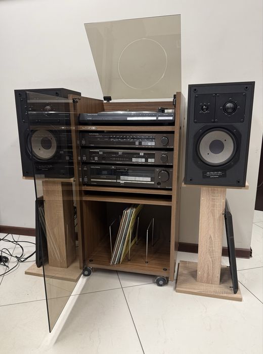 Ретро аудио сет GRUNDIG - Усилвател, дек, тунер, грамофон и рак шкаф
