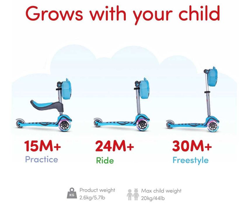 Детски скутер smarTrike Т1, син, тротинетка за деца