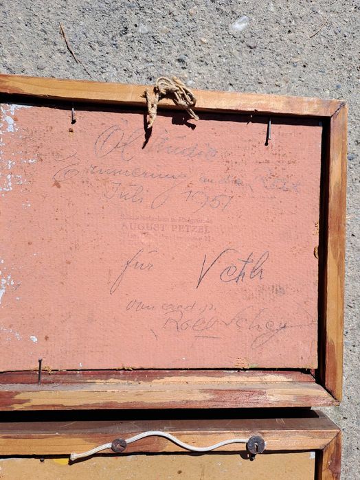 tablou pictura pe carton gros 26/22 cm semnat rolf schey 1949
