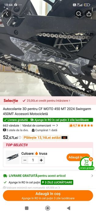 Vând autocolante protecție CF Moto MT 450