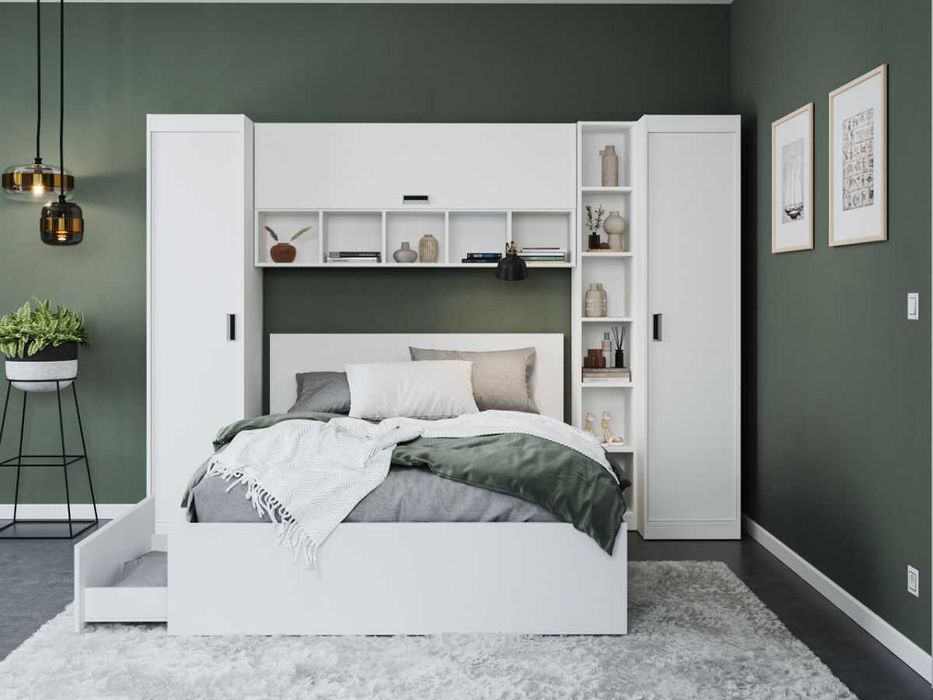 Set Dormitor Nordis 2.70m cu pat incadrat - Transport Gratuit