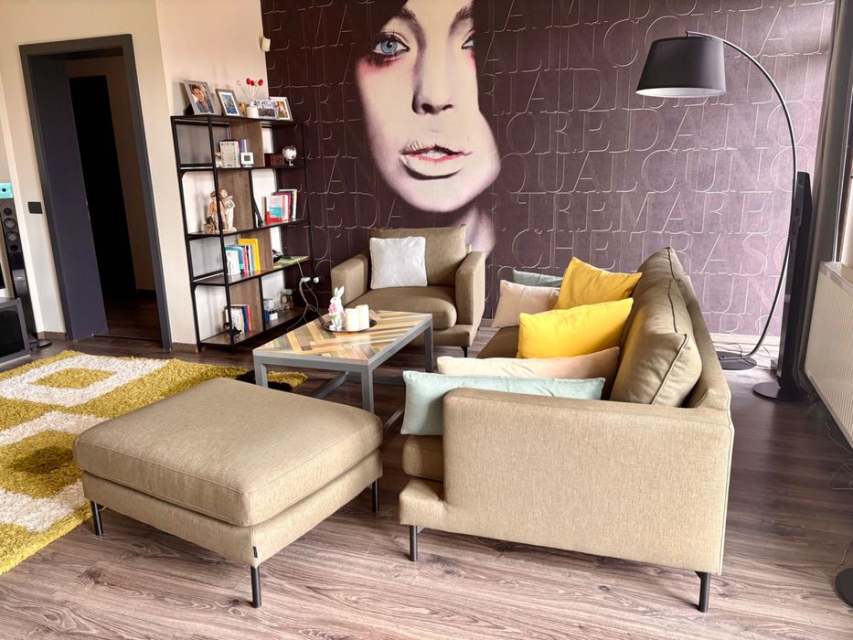 Set living Mobila Cioata – canapea + fotoliu + taburet | stare excelenta, confort premium