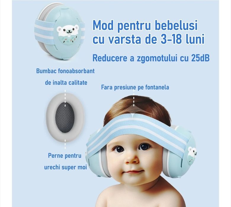 Casti 2in1 antifonice pt bebelusi
