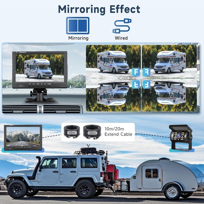 ПРО система за видеонаблюдение: 9" монитор + 4 камери за камиони и рем