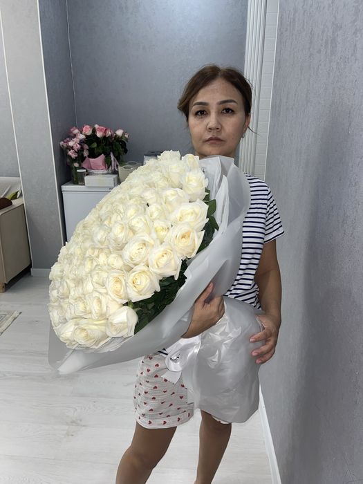 101 белые розы за дешовую цену