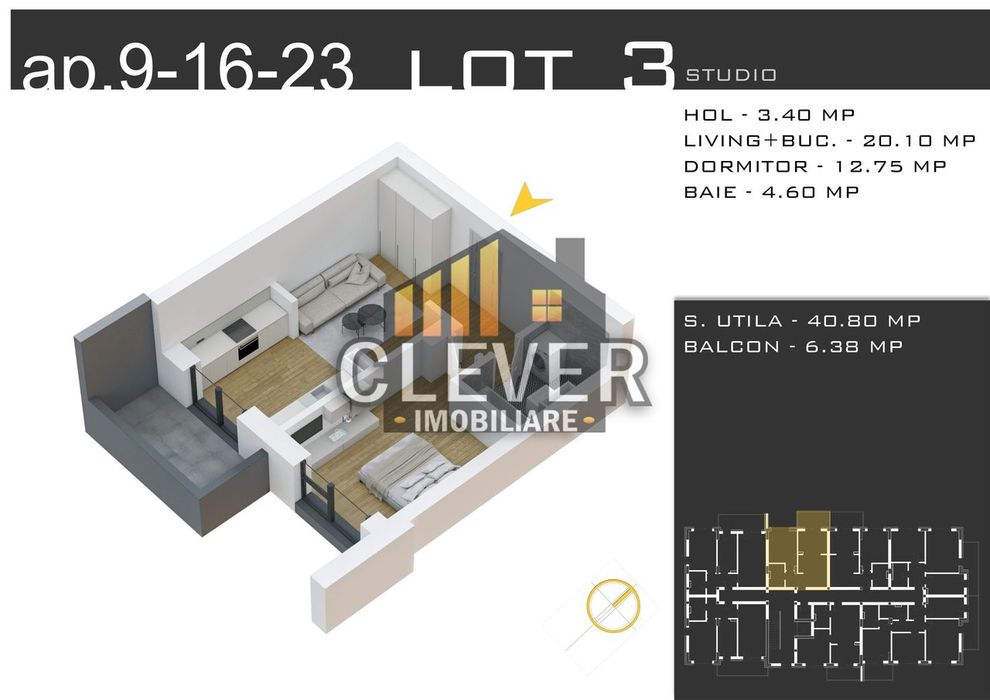 Studio 2 camere Dezvoltator, Ideal Investitie -Parcare GRATIS-Pallady