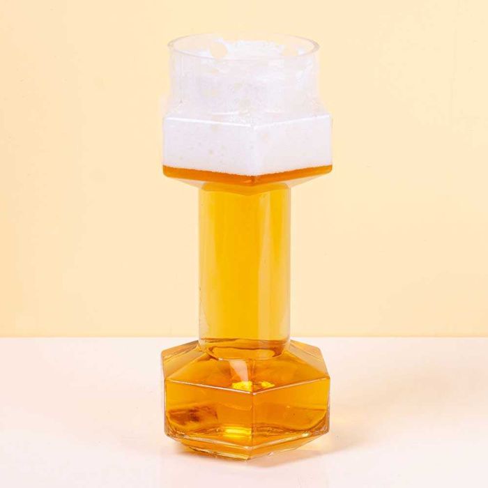 Стъклена халба за бира Дъмбел - 700 мл