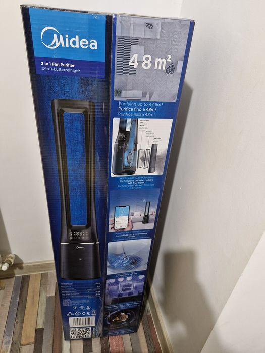 Ventilator turn cu purificare aer Midea AMS150-PBW, Smart WiFi