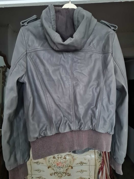 Bomber/Geaca piele cu gluga WAREHOUSE marime 38