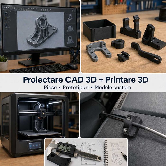 Proiectare CAD 3D + Printare 3D – piese, prototipuri, modele custom