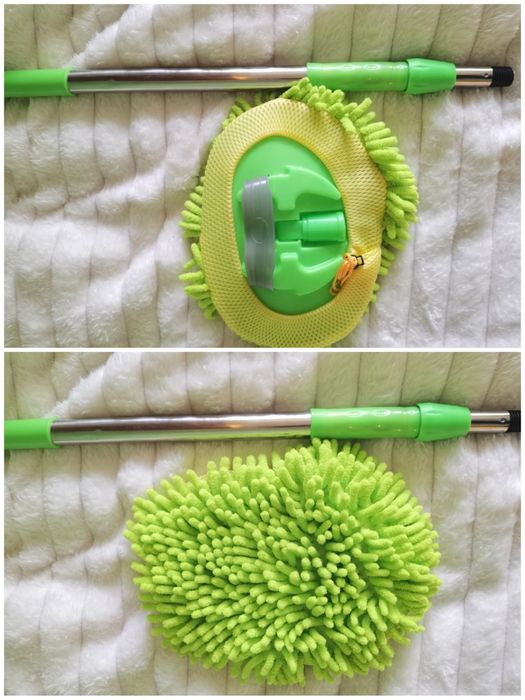 Perie / Mop 2 în 1 pentru spălat auto telescopic cu  cap rotativ