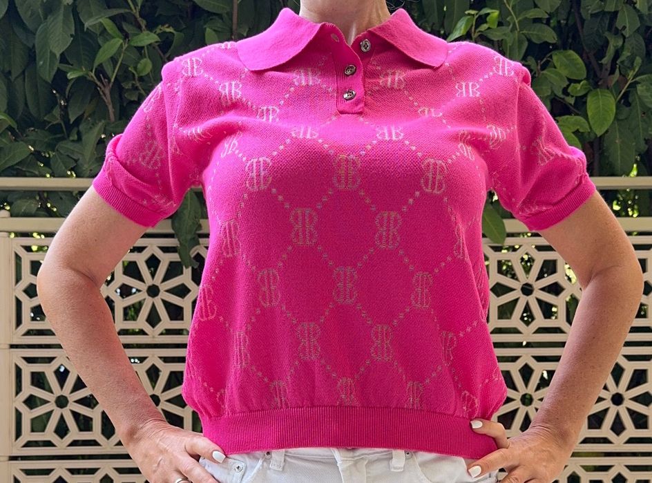 Тениска с яка поло риза блуза Италия Barbara Alvisi S/M (Zara, guess)