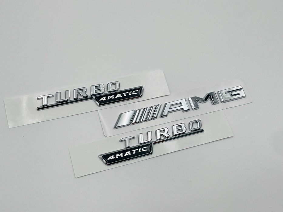 Set Embleme Compatibile Mercedes turbo 4matic AMG crom