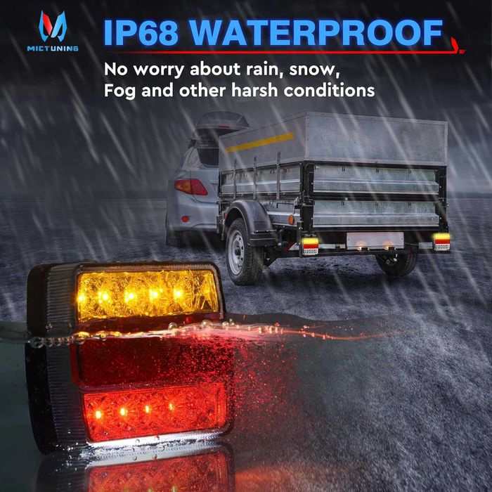 LED стопове за ремаркета и колесари, 12 V, пет функции, с магнит