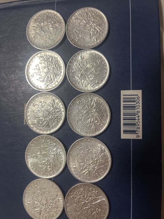 Сребърни монети 5 Francs различни години