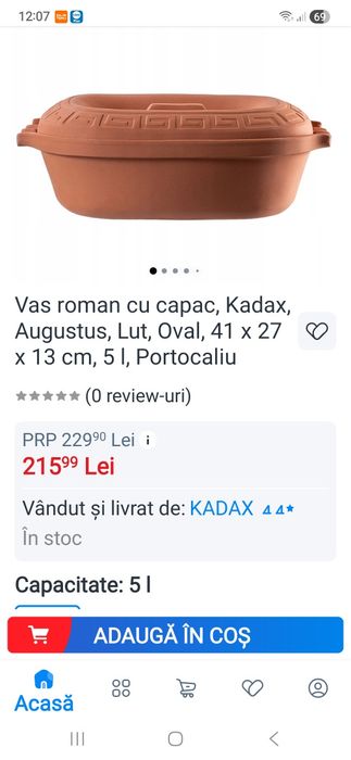 90lei Vas roman Kadax Augustus pentru gatit