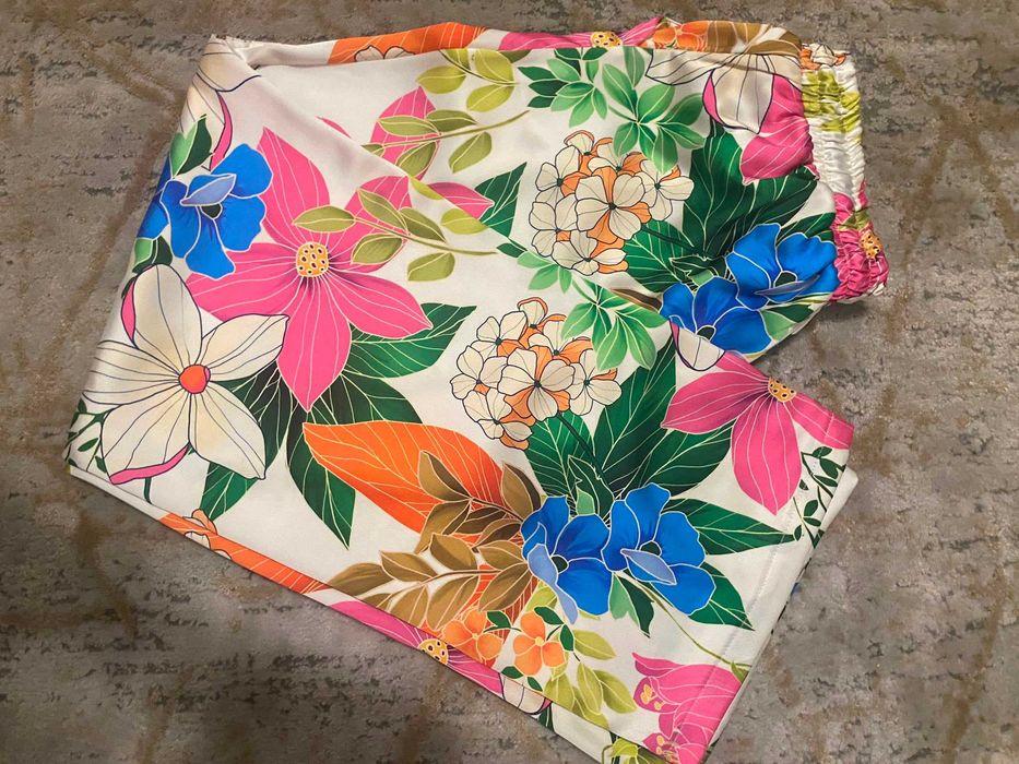 Pantaloni de vara, Mango, satin, S, nou, inflorati
