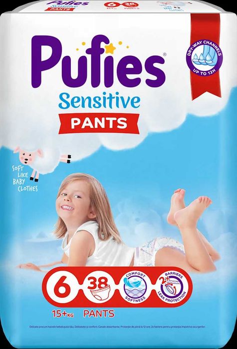 Гащи Pufies Sensitive, Размер 6, 15+ кг, 38 бр
