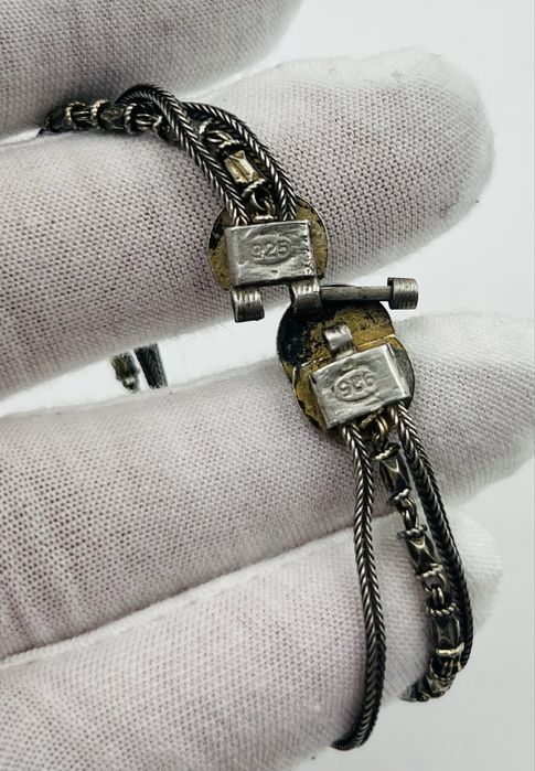 Старинна сребърна гривна с позлата тип пафта