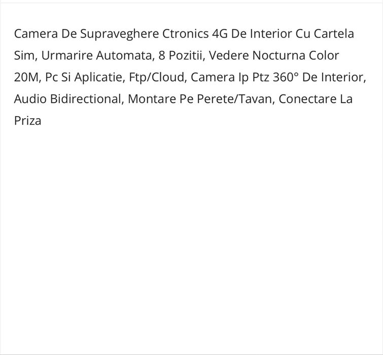 Camera de Supraveghere Ctronics 4G PTZ 360 - pret fix