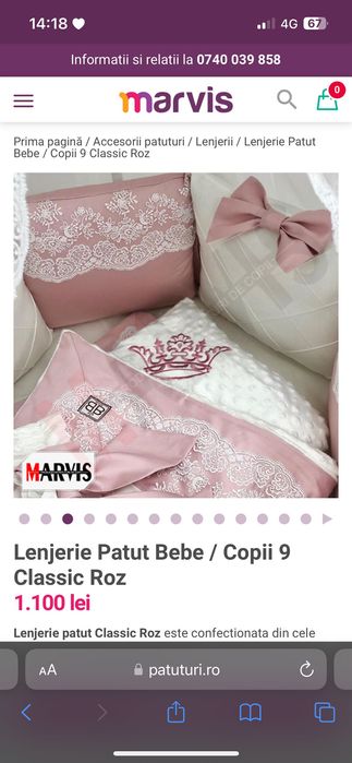 Lenjerie , apărători, pătură, baldachin cu suport metalic bebeluși