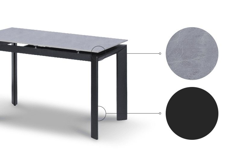 Разтегателна трапезна маса KOBIOR, 120-170 x 80 x 76 см, тъмносива (си