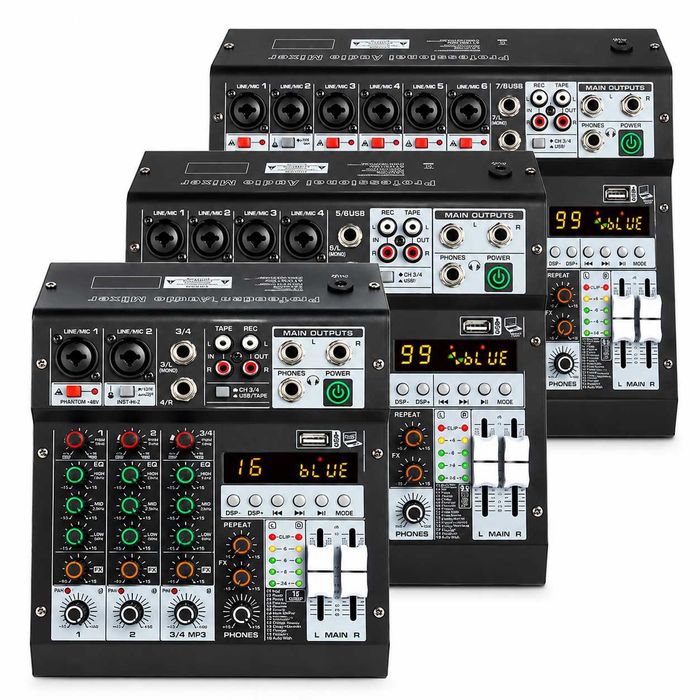 Pasiv mixer audio profesional 8 canale 99 Efecte digital DSP Stereo canal LED ecran USB Bluetooth
