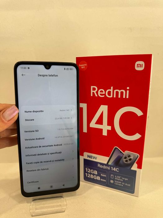 Xiaomi Redmi 14C, Midnight Black, 128GB/6GB RAM, impecabil!