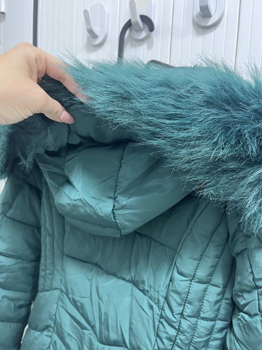 Зимно зелено дълго яке