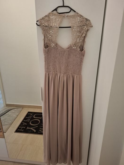 Rochie lungă Little Mistress London, nude-pudrat, elegantă, mărimea 40