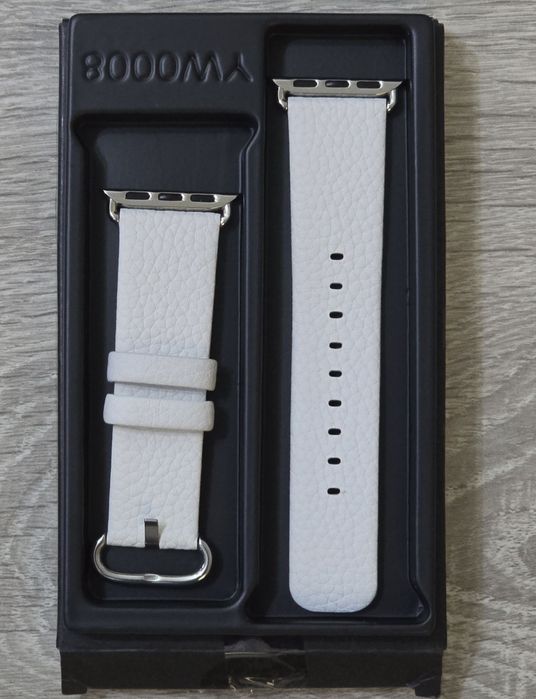 Curea Fullmosa din piele pentru Apple Watch 38/40/41mm – Albă