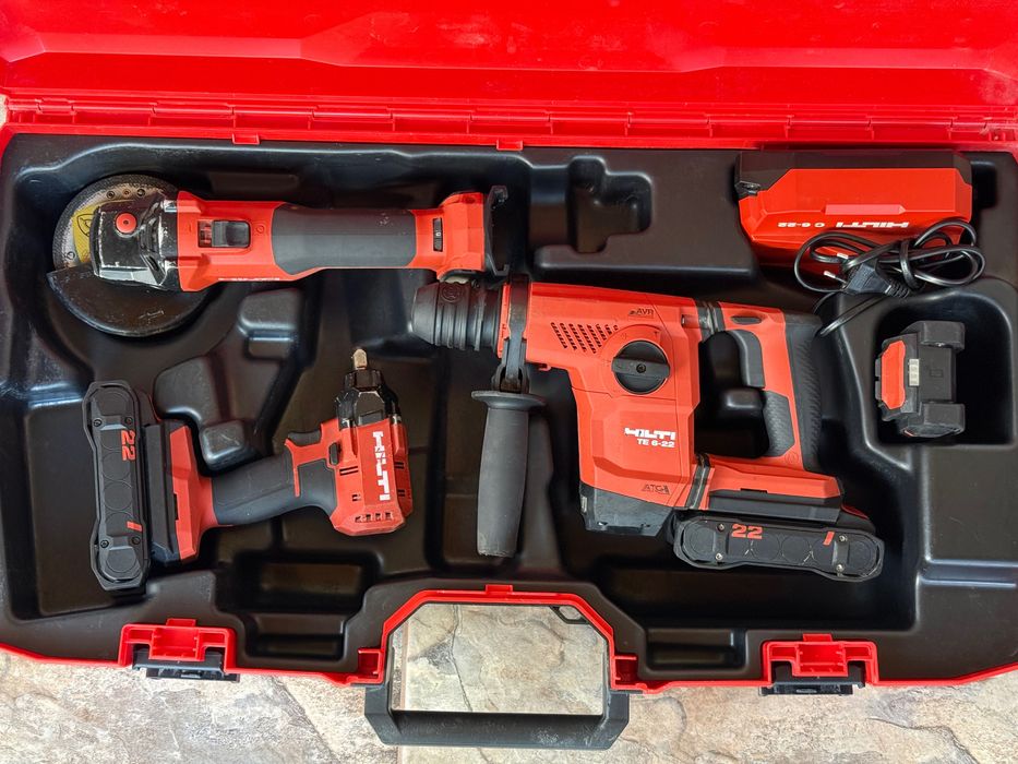 HILTI NURON комплект TE 6-22 / SIW 4AT-22 / AG 4S-22 + 3 батерии + зарядно